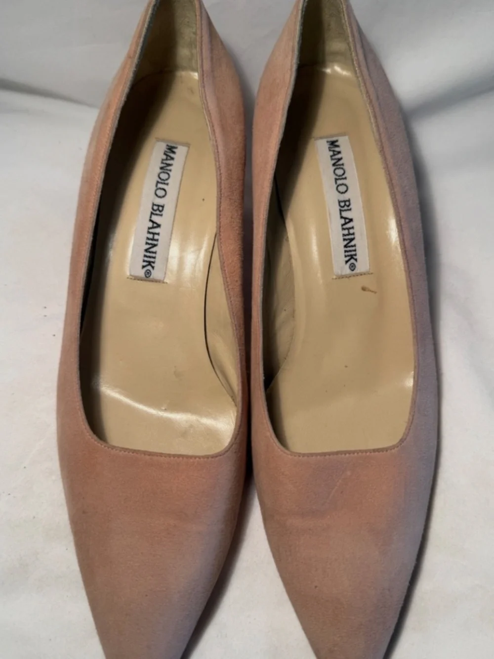 Vintage Manolo Blahnik Light Pink Suede Heels Size 38.5